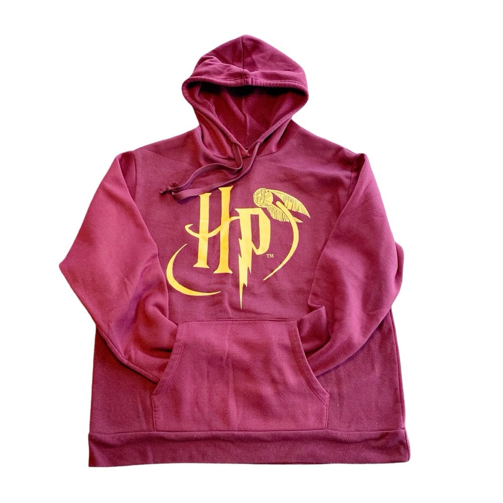 Harry Potter hoodie. Burgundy long sleeves front pocket Harry Potter logo.